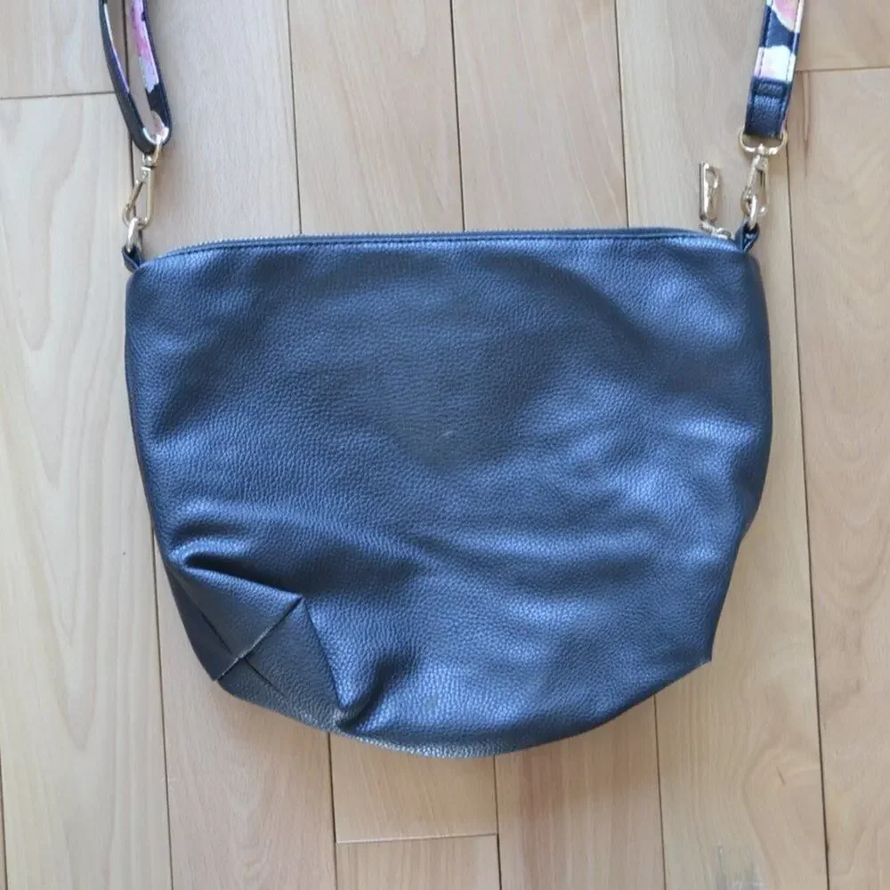 Bebe Leather Crossbody Purse Floral Accent
